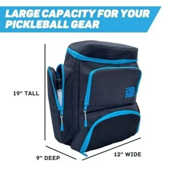 Pickleball Backpack / Bag Fits 2-4 Paddles, Pockets, Blue and Black- EUC